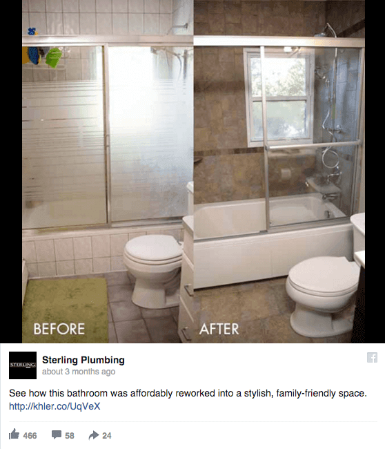 Bathroom before and after post on facebook  