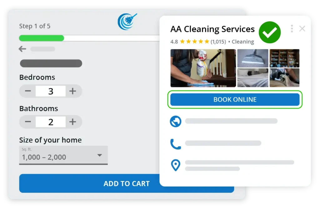 Housecall Pro online booking software for cleaning service mock up